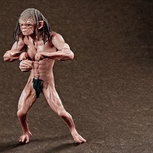 Image similar to gollum smeagol wrestling ultra detailed, ultra realistic