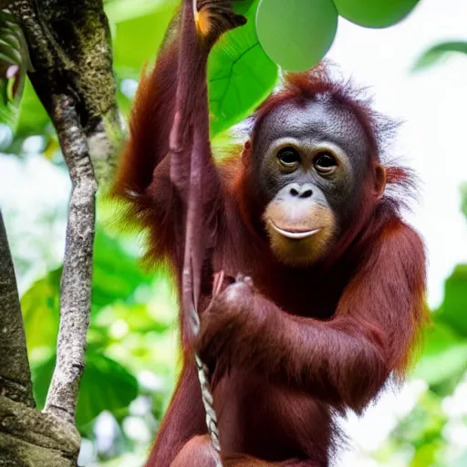 Prompt: Blindfolded Orangutan trying to solve Rubic cube