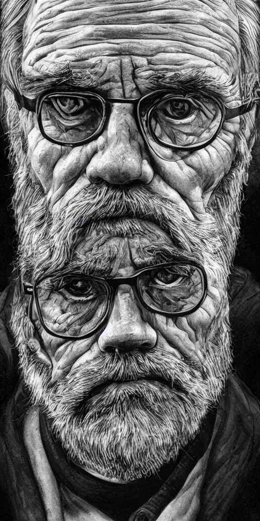 realistic old man drawing