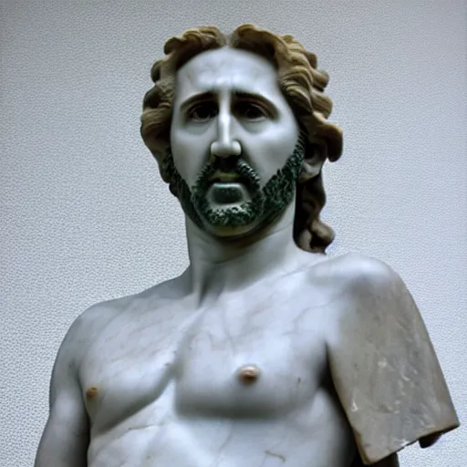 Image similar to nicolas cage as a greek marble statue