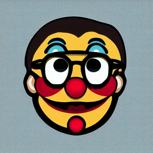 Image similar to clown nerd emoji , vector illustration