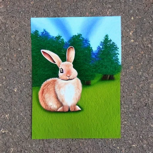 Image similar to a rabbit in the style of bob ross