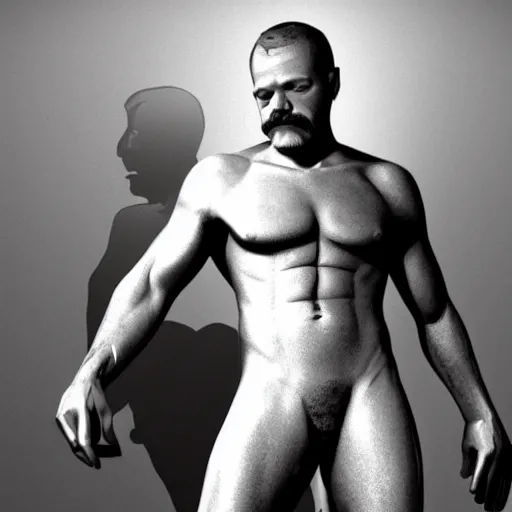 Image similar to lgbt art, tom of finland style, vladimir lenin, black, in billy herrington body, art in 4 k, high quality