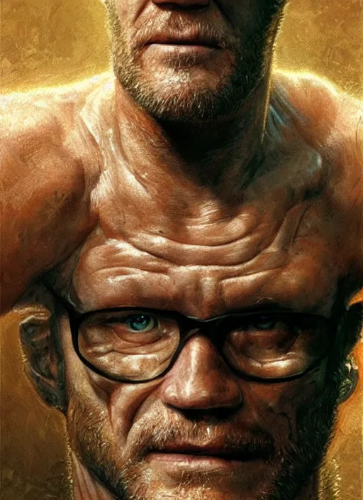 Image similar to portrait of michael rooker from slither ( 2 0 0 6 ), depth of field, soft focus, highly detailed, intricate, realistic, national geographic cover, soft glow, textured, artstation, concept art, sharp focus, illustration, art by artgerm and greg rutkowski and earl norem