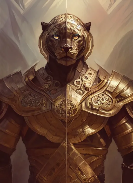 Prompt: symmetry!! portrait of a panther, d & d, armour! muscular, fantasy, intricate, elegant, highly detailed, digital painting, artstation, concept art, smooth, sharp focus, illustration, art by artgerm and greg rutkowski and alphonse mucha