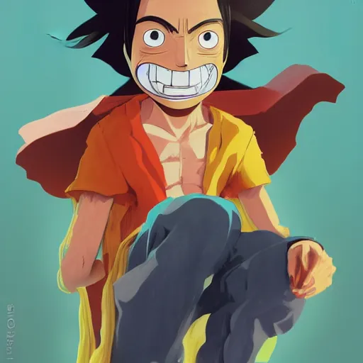 Prompt: portrait of Jesus as Luffy From one piece looking to camera smiling , artwork and style by Sergey Kolesov, arstation,