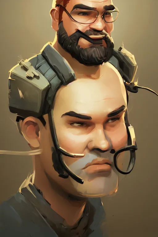 Image similar to beautiful highly detailed realistic stylized character portrait team fortress 2 engineer, detailed character art master portrait by ismail inceoglu, trending on artstation