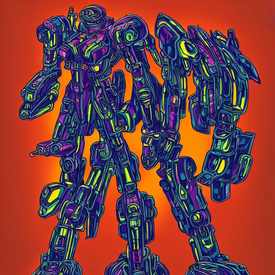 Prompt: a hypermaximalist overdetailed antropomorphic humanoid mecha or android with a hed of a lynx, tiger, or lion. lowbrow color palette. artwork by subjekt zero