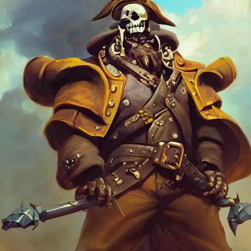 Image similar to greg manchess portrait painting of partially armored undead pirate captain lechuck as overwatch character, medium shot, asymmetrical, profile picture, organic painting, sunny day, matte painting, bold shapes, hard edges, street art, trending on artstation, by huang guangjian, gil elvgren, ruan jia, greg rutkowski, gaston bussiere