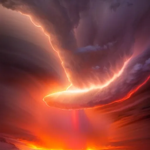 Image similar to amazing photo of a tornado made of fire, digital art, by marc adamus, beautiful dramatic lighting