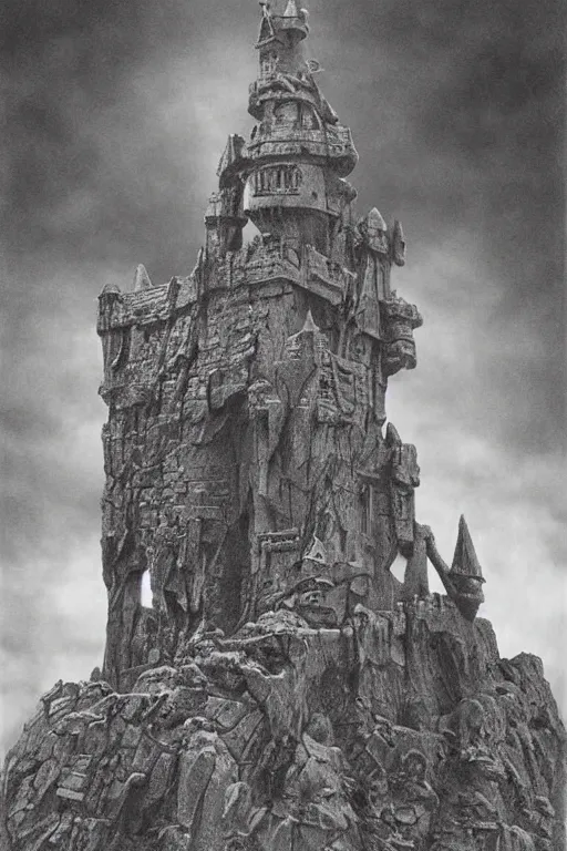 Image similar to castle grayskull from masters of the universe, portrait, silver iodide, 1 8 8 0 photograph, sepia tone, aged paper, sergio leone, master prime lenses, cinematic