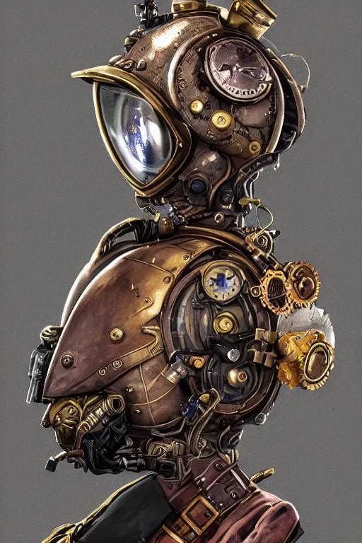 Image similar to steampunk helmet fantasy art mask robot ninja stylized digital illustration sharp focus, elegant intricate digital painting artstation concept art global illumination ray tracing advanced technology chaykin howard and campionpascale and cooke darwyn and davis jack