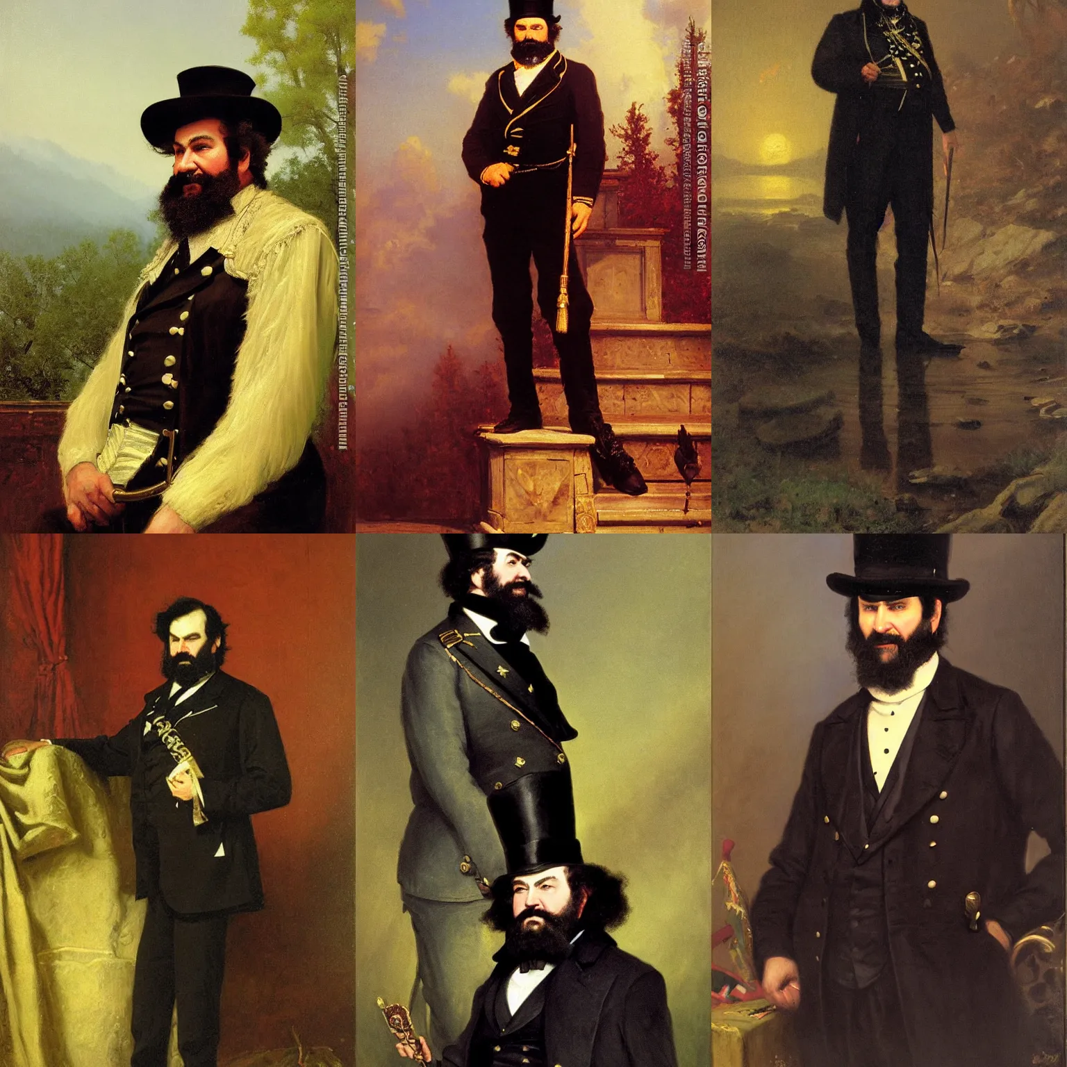 Prompt: portrait of emperor norton, painting by albert bierstadt