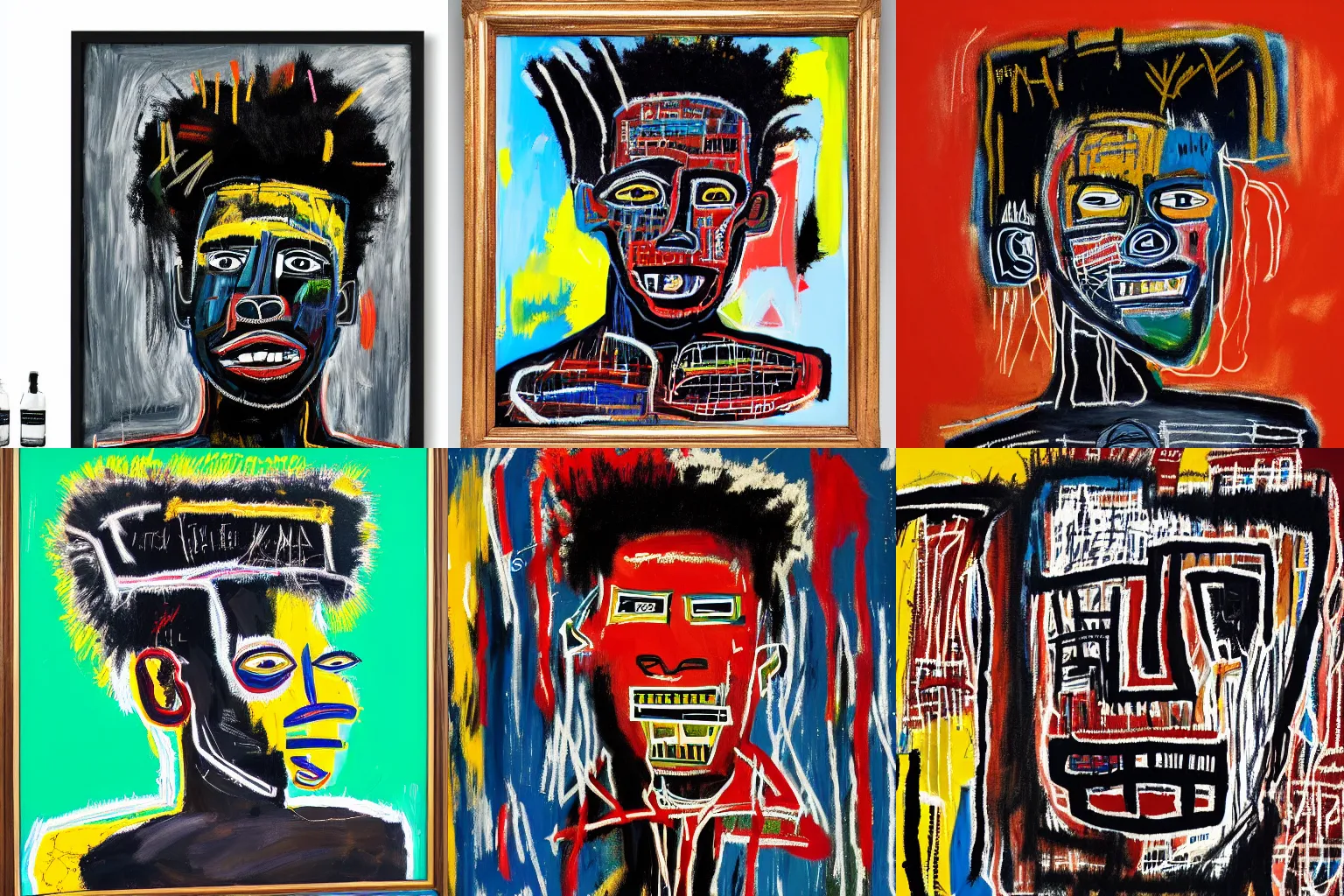 Image similar to extremely highly detailed hi-res majestic head and shoulders painting of a strong black african man by jean-michel basquiat, , 4k insanely detailed and intricate