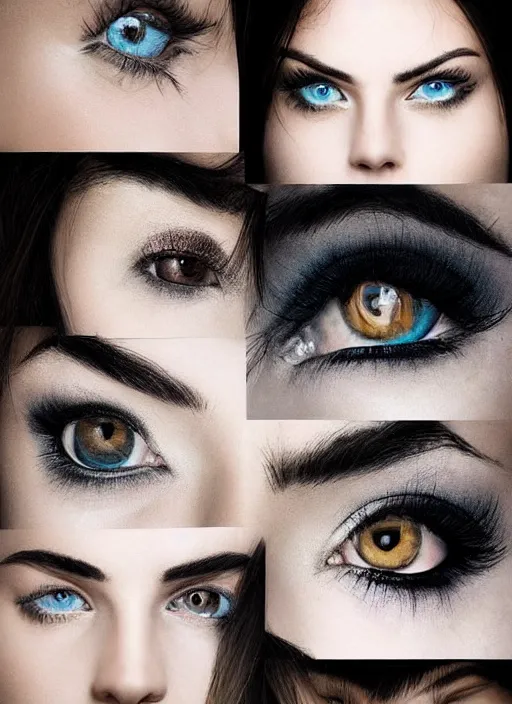 Image similar to style sheets, portraits of stunningly beautiful eyes, ⚫