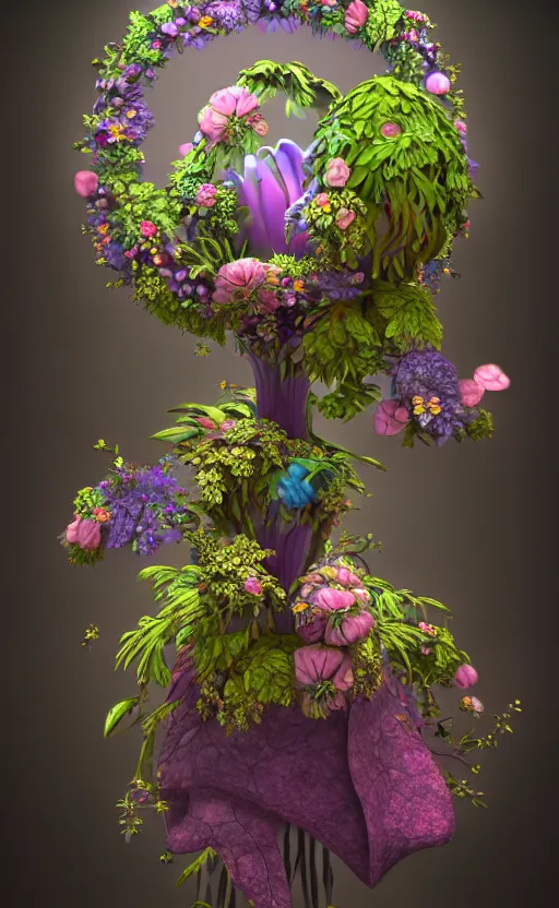 Prompt: still life of fantasy flowers, magical, surreal, centered, complex 3 d render, ultra detailed, intricate, realistic, textured, 1 0 5 mm lens, refined, high definition, natural window lighting, more detailed, ethereal,