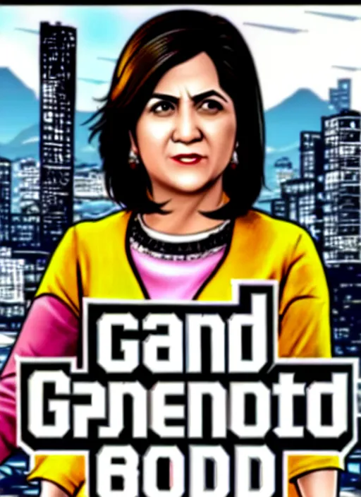 Image similar to leni robredo in grand theft auto game box art, detailed advertisement artwork, gta, gta loading screen