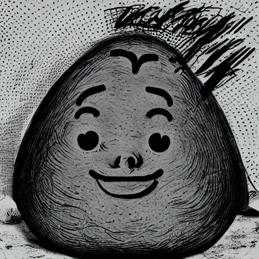 Prompt: an album cover for a singing potato