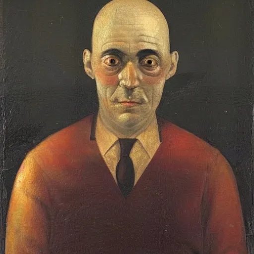 Image similar to portrait of alexander abdulov, with a red eyes, satanic body, head of old man