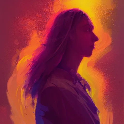 Prompt: portrait of with gold and purple wings, glowing detail, by wenjun lin and artem chebokha and alena aenami and ian llanas, 4 k