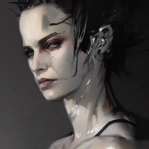 Prompt: portrait of a transgender woman, dramatic lighting, illustration by greg rutkowski, yoji shinkawa, 4 k, digital art, concept art, trending on artstation