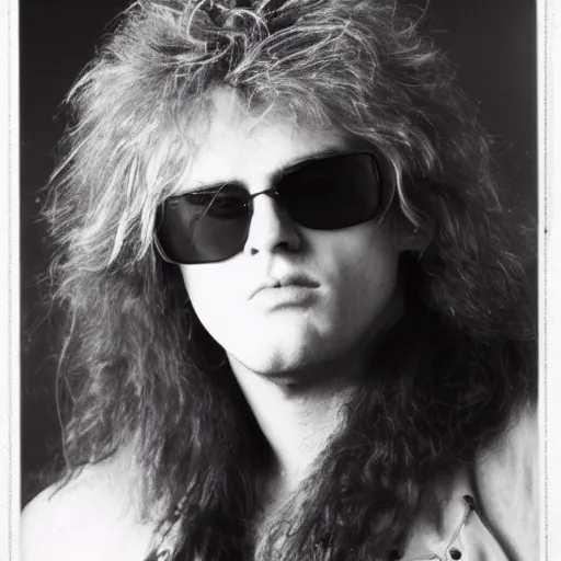 Image similar to Famous heavy metal glam rocker 20 year old Bernie Sanders, studio photograph for his new metal album