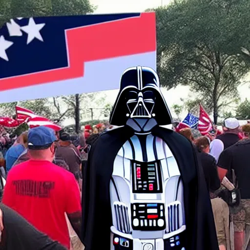 Prompt: darth vader at a maga rally