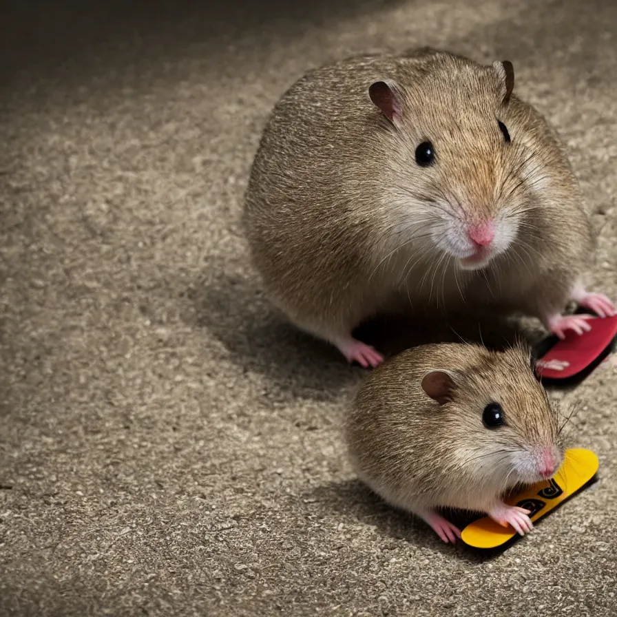 Image similar to hamster on a skateboard, high definition, national geographic, award winning, god rays, 8k, 35mm wide angle photograph