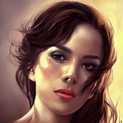 Image similar to spanish singer and actress marisol pepa flores, face portrait, elegant, fantasy, hd shot, digital portrait, beautiful, artstation, comic style, by artgerm, guy denning, jakub rozalski, magali villeneuve and charlie bowater