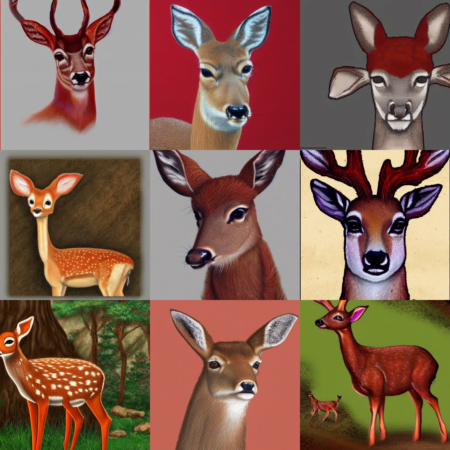 Prompt: daily deviation high quality HD concept art of a doe deer made of red geodes