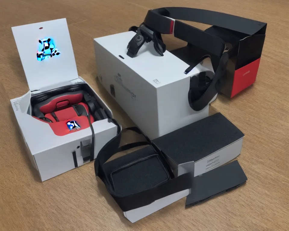 Prompt: nintendo VR headset box