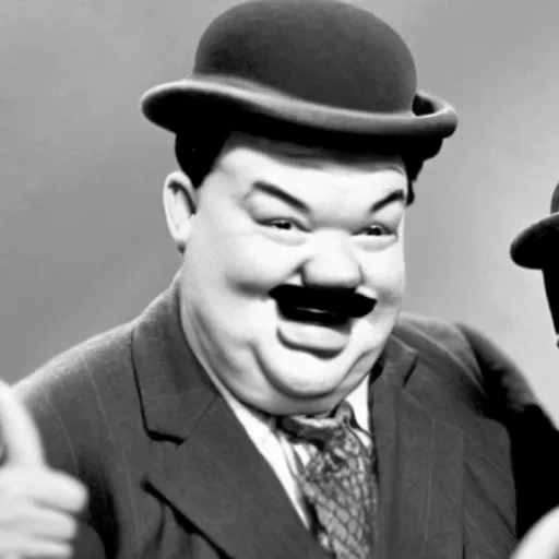 Prompt: laurel and hardy as terrifying aliens, found footage