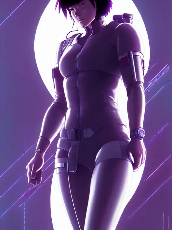 Image similar to a fullbody portrait of motoko kusanagi ghost in the shell, finely detailed features : : gits sac twenty forty five netflix : : by ilya kuvshinov, rossdraws, artgerm, sola digital arts, production ig, anti aliasing, raytracing : :