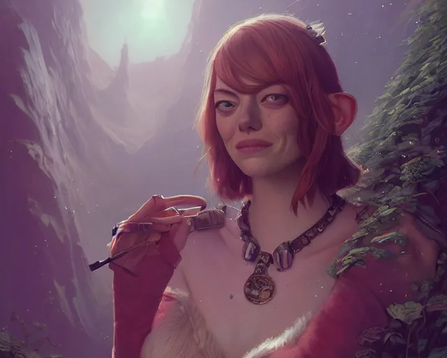 Prompt: highly detailed portrait of emma stone as an elf, in gta v, stephen bliss, unreal engine, fantasy art by greg rutkowski, loish, rhads, ferdinand knab, makoto shinkai and lois van baarle, ilya kuvshinov, rossdraws, tom bagshaw, global illumination, radiant light, detailed and intricate environment