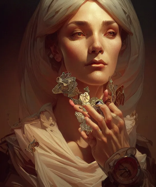 Image similar to a manipulative preacher, portrait, intricate, elegant, highly detailed, digital painting, artstation, concept art, smooth, sharp focus, illustration, art by artgerm and greg rutkowski and alphonse mucha