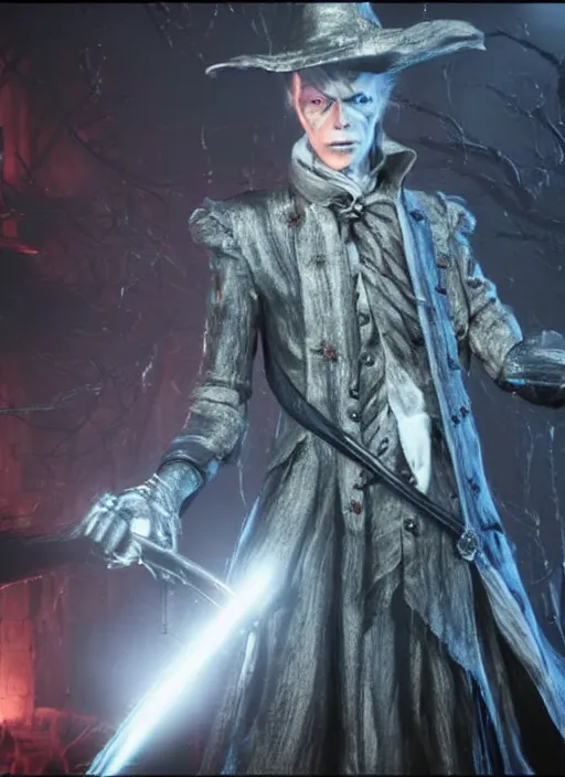 Prompt: david bowie in bloodborne universe, studio lights, 8 k hd.