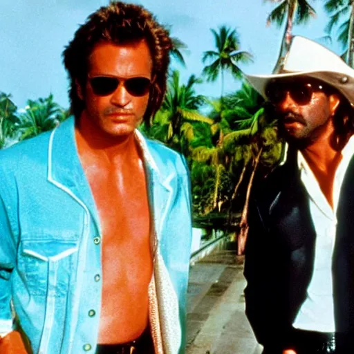 Prompt: a still from miami vice, film still