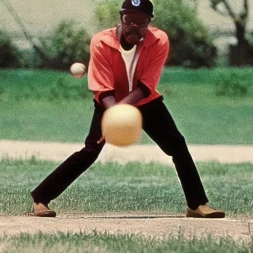 Image similar to Samuel L. Jackson playing Baseball in the 1970s, award-winning photograph