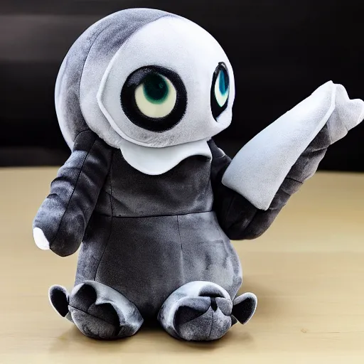 Prompt: cute fumo plush of the one who answers when you scream into the abyss, eldritch creature, vray, black and white