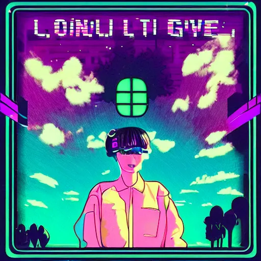 Image similar to lofi vaporwave retro futurism album artwork underground unknown lonely girl