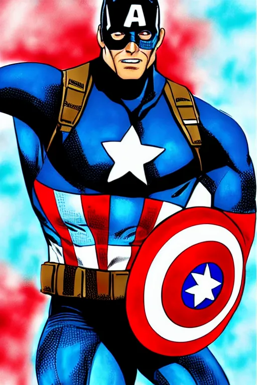 Image similar to Captain America high quality digital painting in the style of Alan Davis