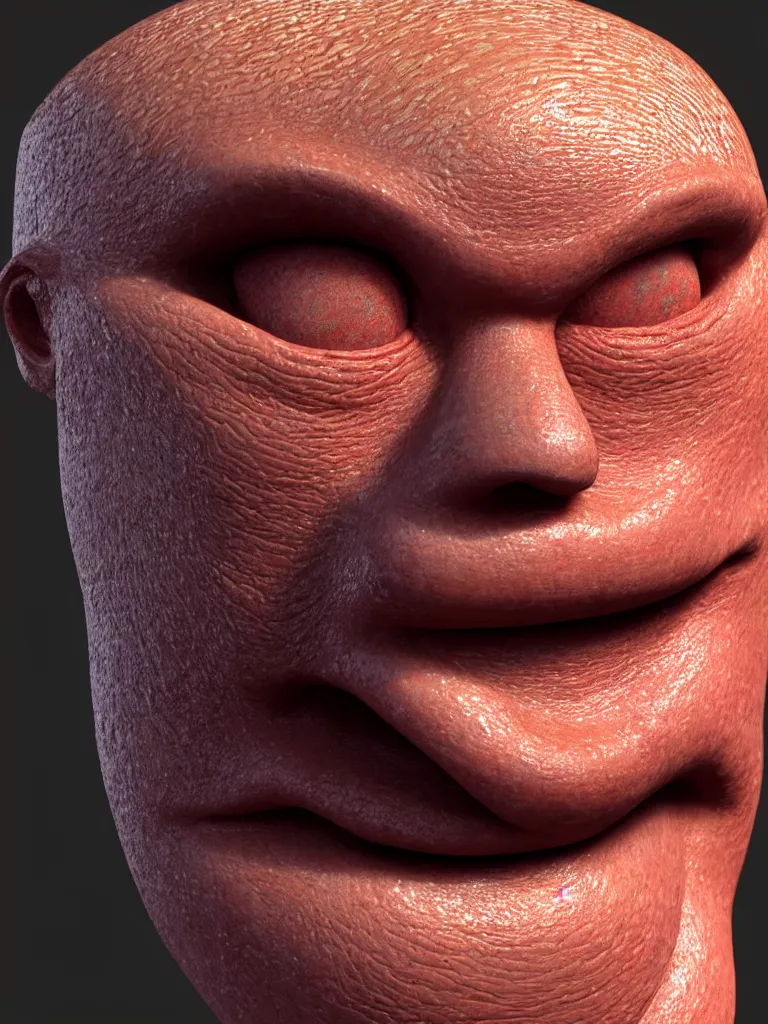 Image similar to simple primitive tube shape, textured with photorealistic human skin, photoreal details, straight smooth vertical, highly realistic bump map, surface painter, pixar renderman