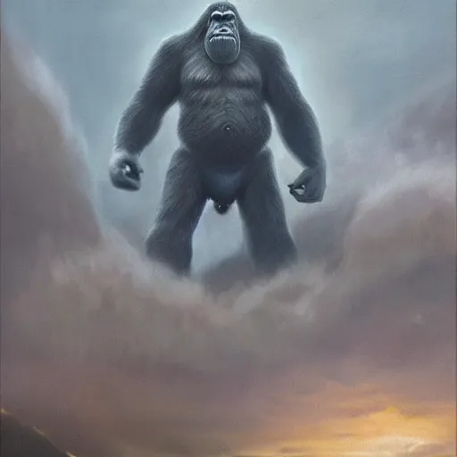 Image similar to King Kong, elden ring boss, matte painting, detailed, elden ring, oil on canvas