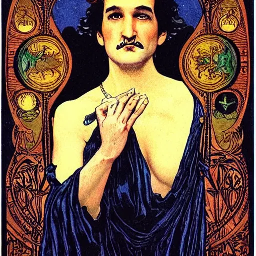 Image similar to ted cruz portrait by louis - theophile hingre, zodiac, tarot cards, planets, ethereal, art nouveau