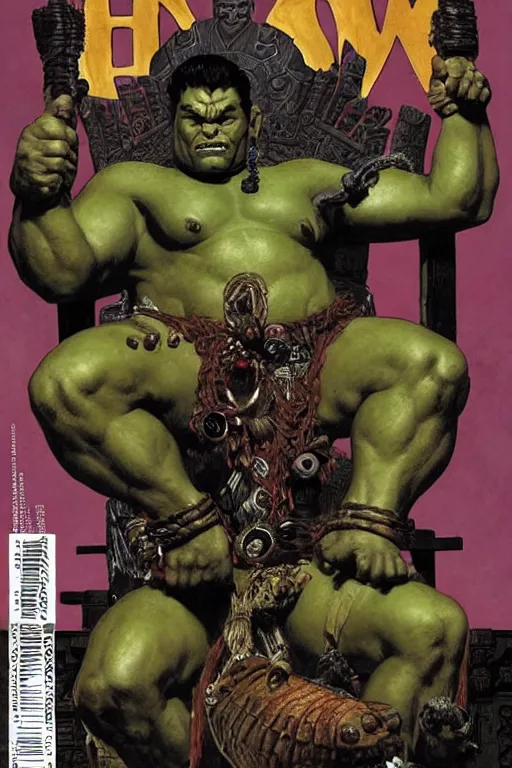 Prompt: hulking brute mayan demon on throne, by alex ross and jack kirby and sergey kolesov and jason fabok and lawrence alma tadema and norman rockwell and greg staples and rick berry and jeremy man