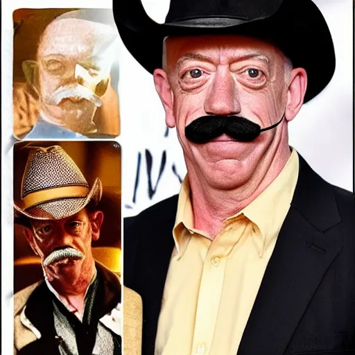 Image similar to j. k. simmons as a cowboy with a moustache