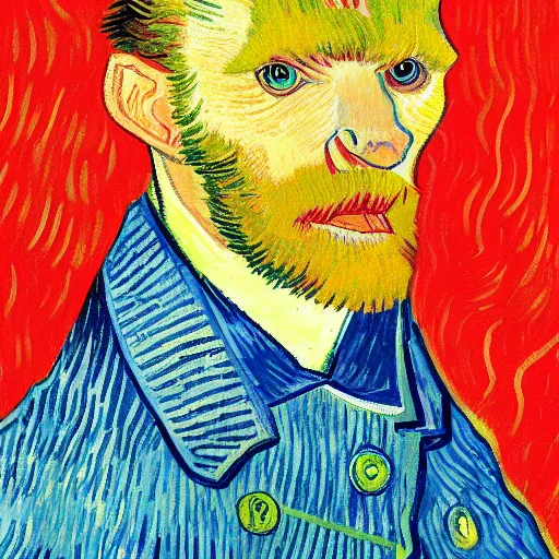 Image similar to a illustration of half portrait of a man with a alpaca's head in suit, symmetrical facial features, dark background, by vincent van gogh.