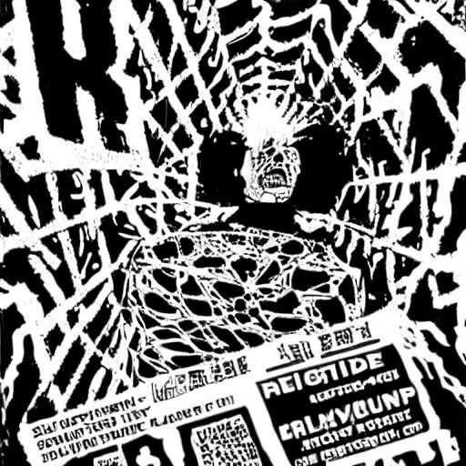 Image similar to illegal rave flyer acid photocopy underground art