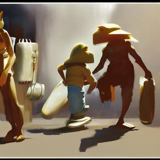 Prompt: a concept art of flip flop shoes, by Craig mullins, Steve Purcell, Ralph McQuarrie. Centered image, no background