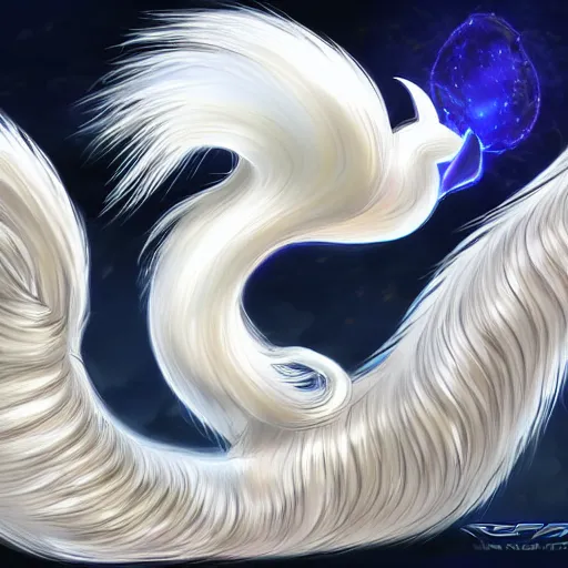 Prompt: Alolan Ninetails realistic digital art, trending on artstation